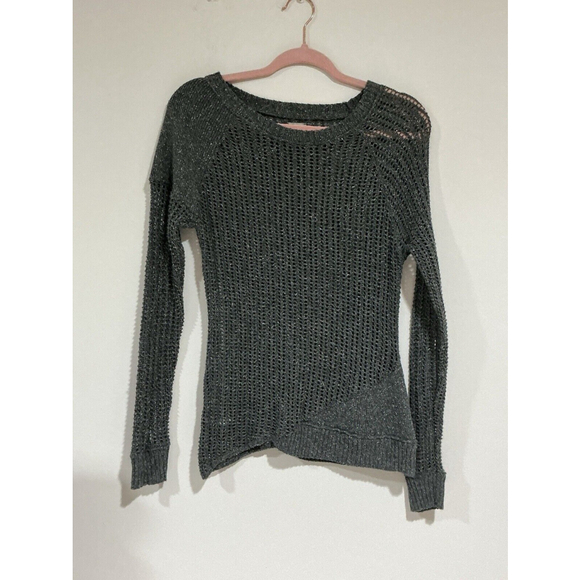 Woman’s Converse All Star Medium Dark Gray Open Knit Pullover Sweater - Picture 1 of 9